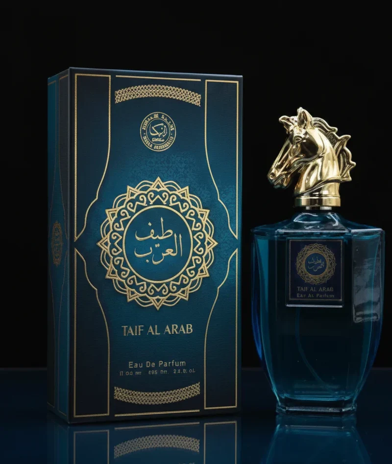 Atika Perfumes Taif Al Arab Eau De Parfum 100ml – Blue Glass Bottle with Gold Horse Head Cap