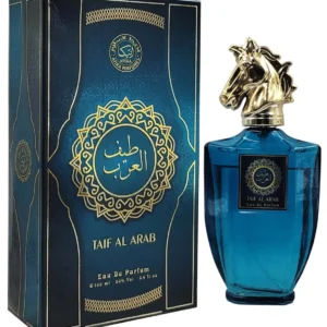 Atika Perfumes Taif Al Arab Eau De Parfum 100ml – Blue Glass Bottle with Gold Horse Head Cap