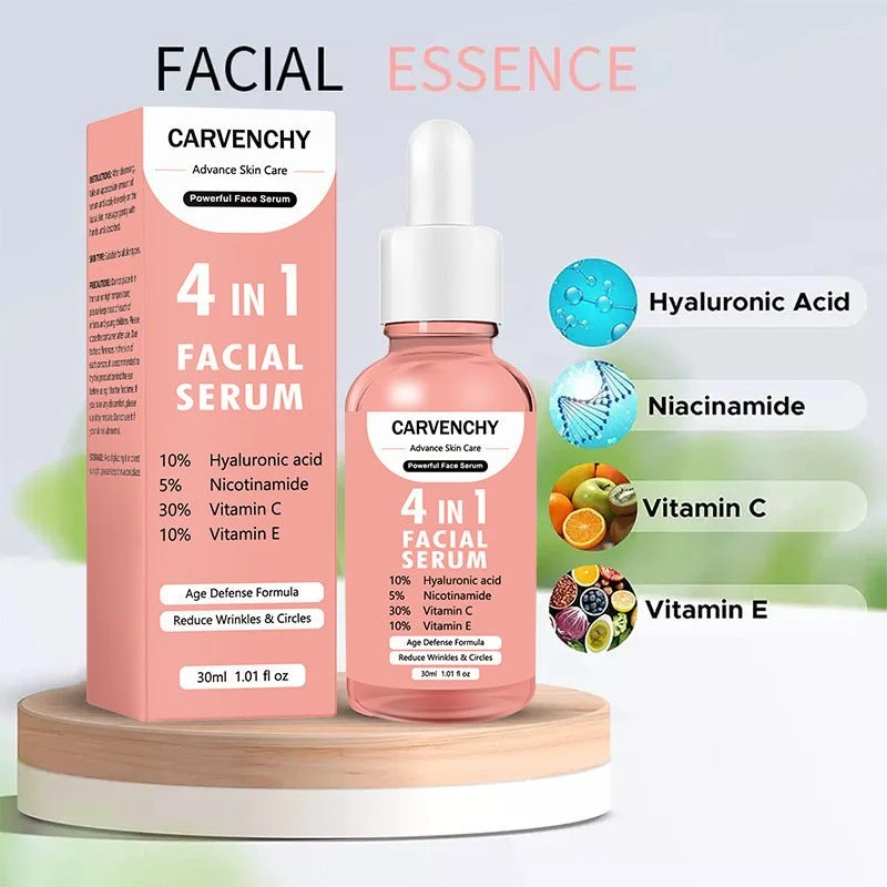 CARVENCHY 4-in-1 Facial Serum – Hyaluronic Acid, Niacinamide, Vitamin C & Vitamin E (30ml)