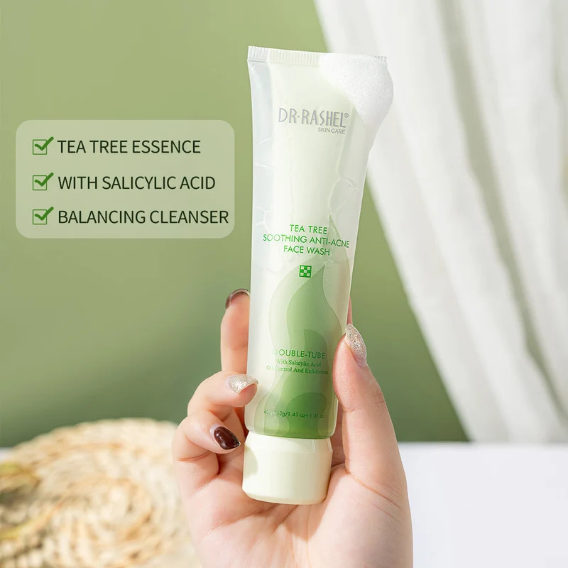 DR.RASHEL Tea Tree Soothing Anti-Acne Face Wash – Double-Tube (40g + 40g / 1.41 oz + 1.41 oz)