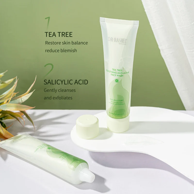 DR.RASHEL Tea Tree Soothing Anti-Acne Face Wash – Double-Tube (40g + 40g / 1.41 oz + 1.41 oz)