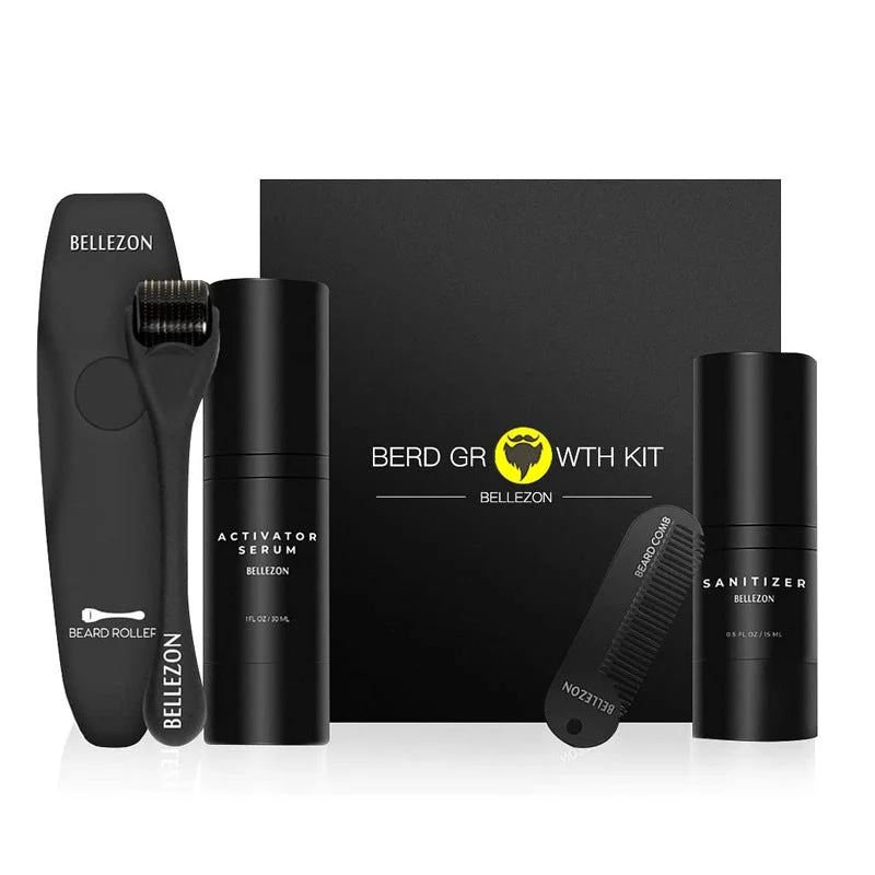 Luxfume Beard Growth Kit – Complete Grooming Set with Activator Serum, Beard Roller, Sanitizer & Comb