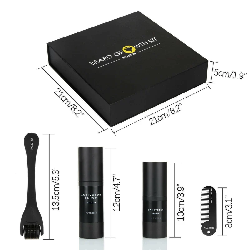 Luxfume Beard Growth Kit – Complete Grooming Set with Activator Serum, Beard Roller, Sanitizer & Comb