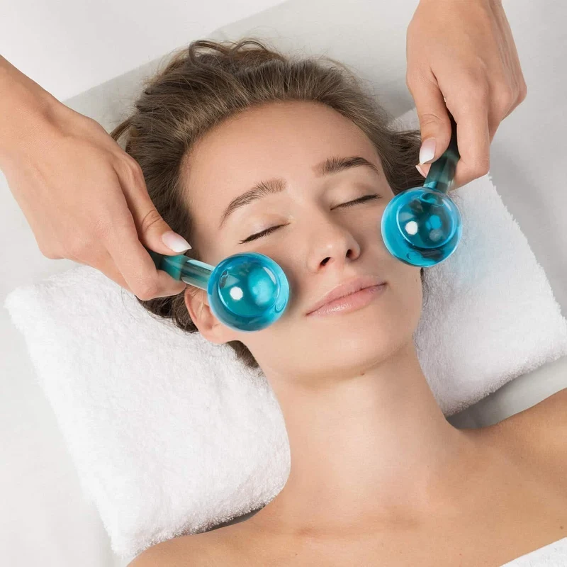 Cooling Facial Ice Globes Massager Set (Blue)