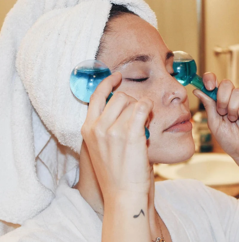 Cooling Facial Ice Globes Massager Set (Blue)
