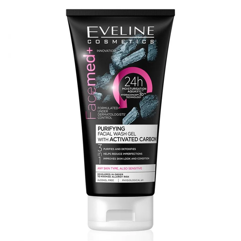 Eveline Cosmetics Facemed+ Purifying Facial Wash Gel with Activated Carbon