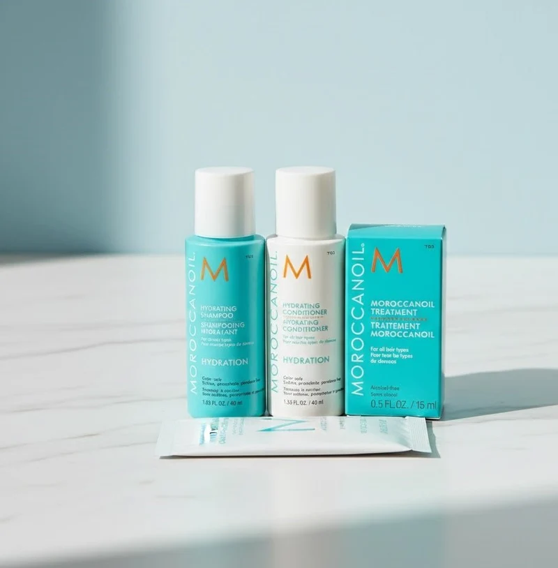 Moroccanoil Hydration Mini Gift Set – Travel-Size Shampoo, Conditioner & Treatment