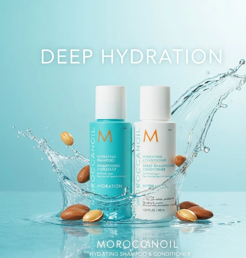 Moroccanoil Hydration Mini Gift Set – Travel-Size Shampoo, Conditioner & Treatment
