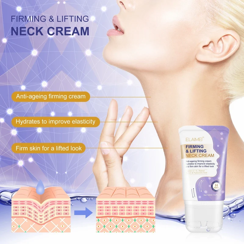 ELAIMEI Firming & Lifting Neck Cream with Vitamin C, E, Retinol & Hyaluronic Acid (120ml / 4.2 fl oz)